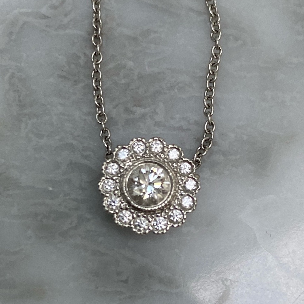 Tiffany diamond halo necklace